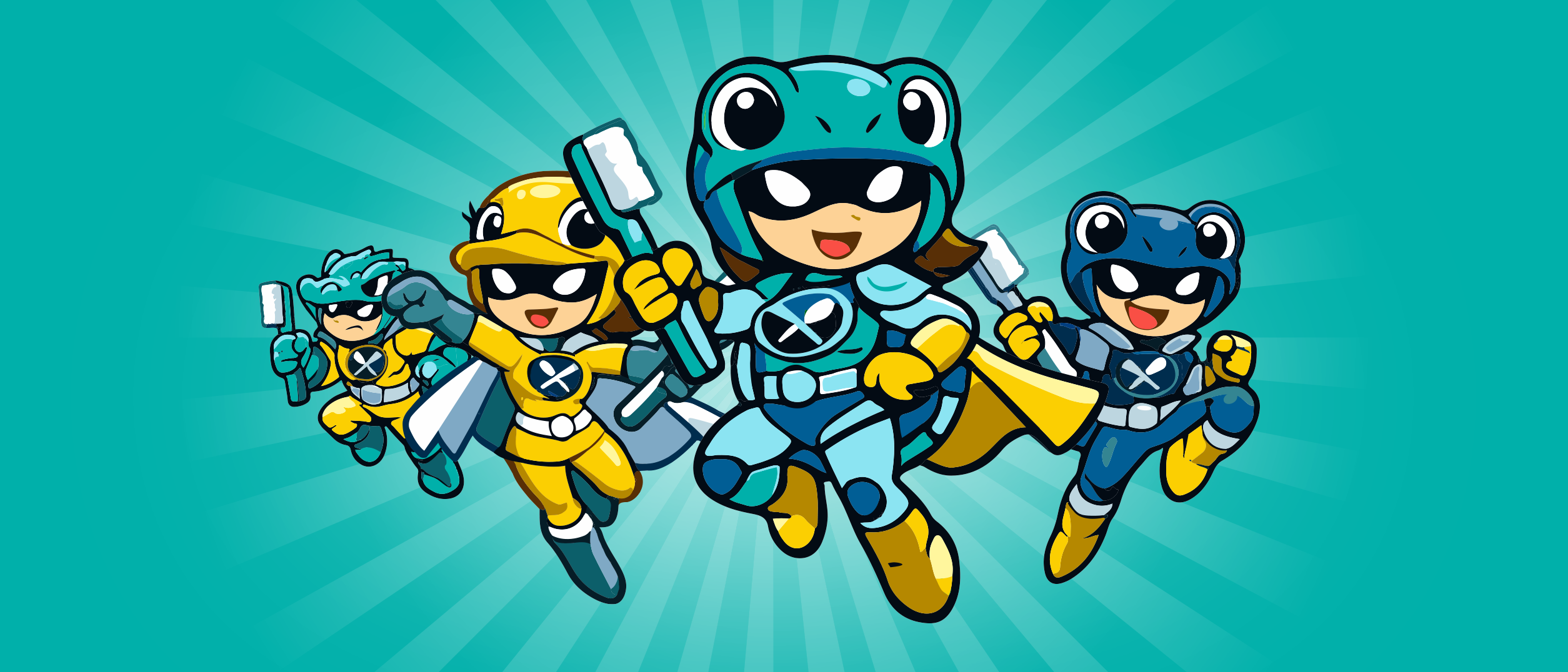 Signal Superheroes characters running forward