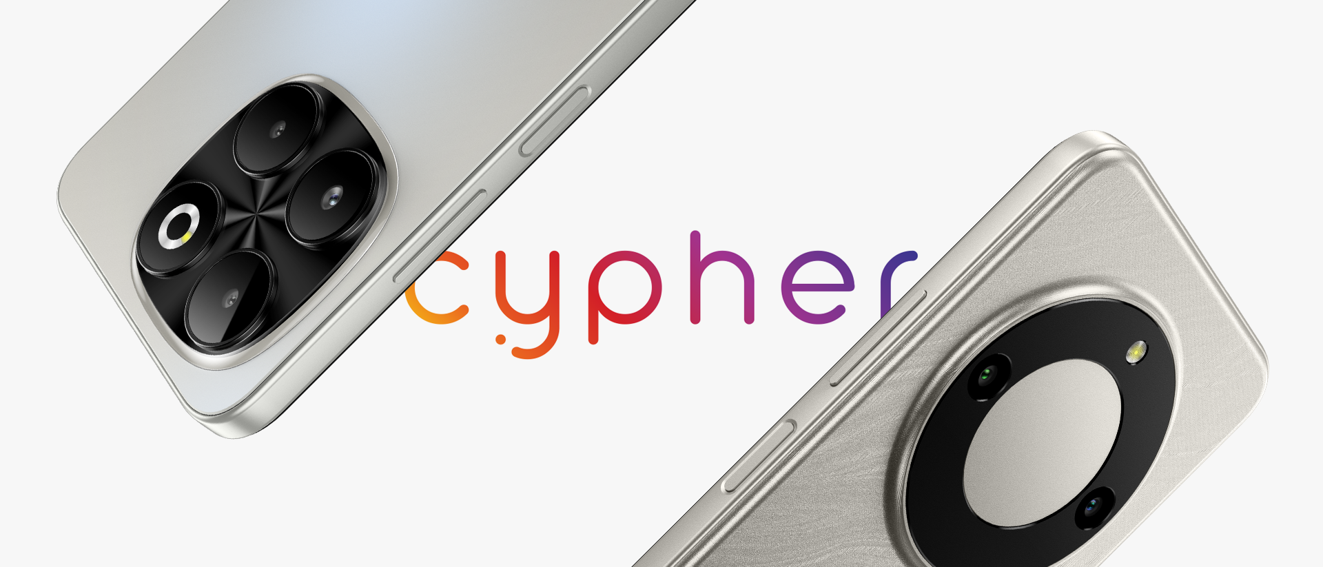 Cypher smartphones framing the brand wordmark