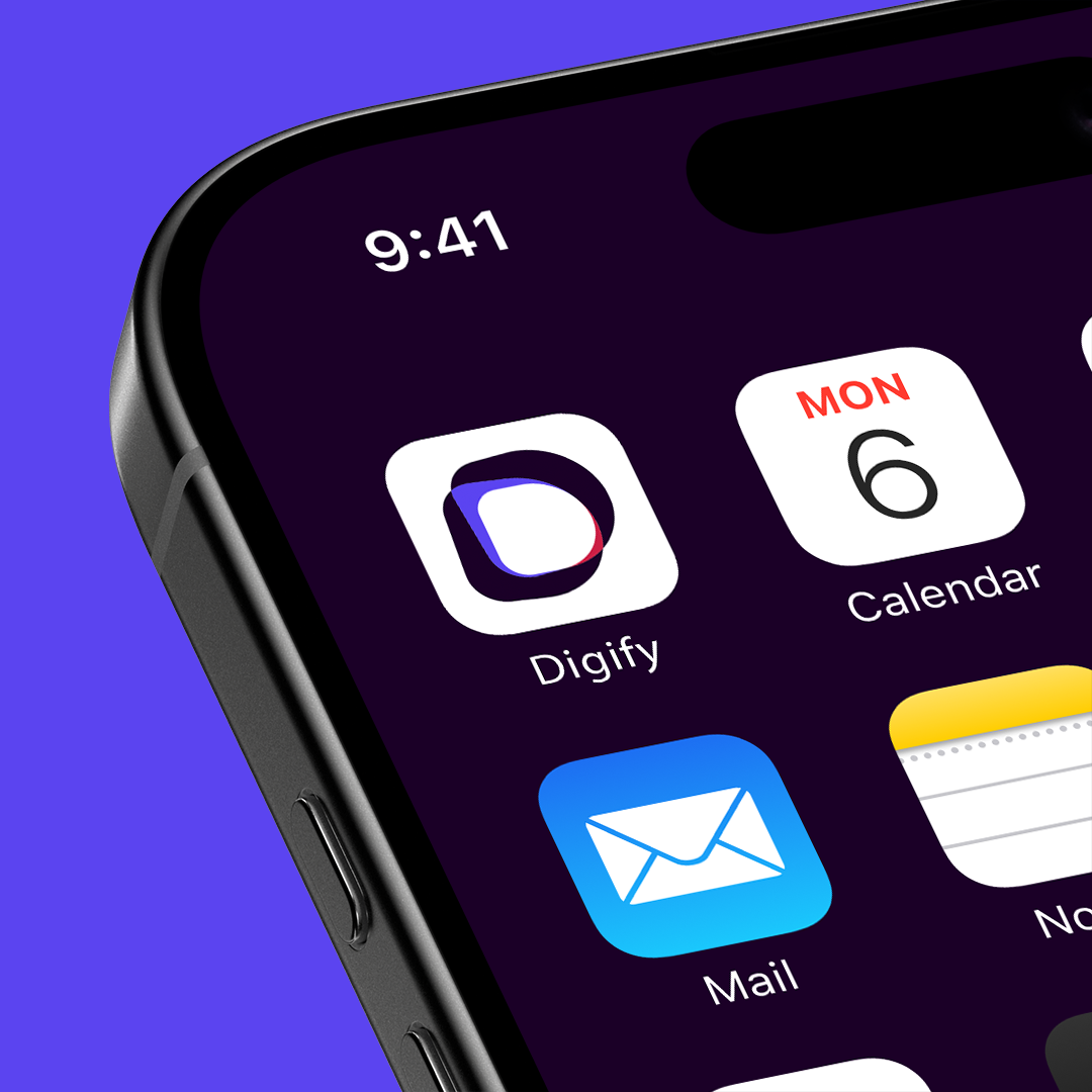 Digify mobile app and application icon mockup