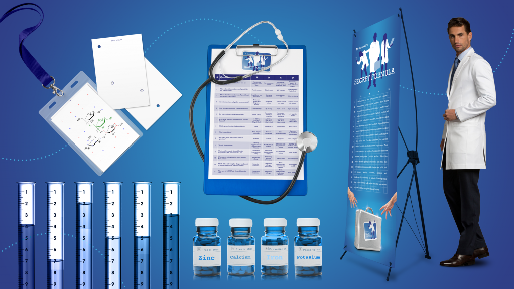 Selection of puzzle props from the Danone escape-room game