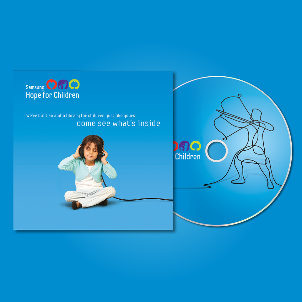 Sample audio-book CD created for blind children to introduce Samsung’s national audio-library programme.